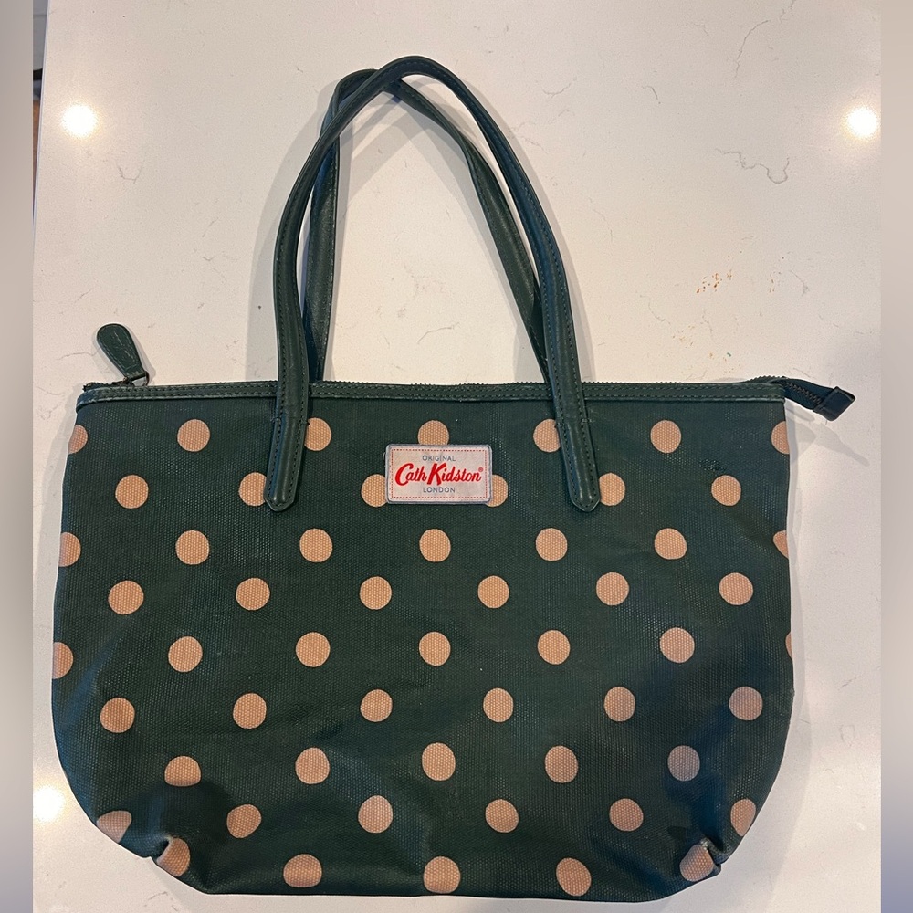 Cath Kidston Green Polka Dot Tote Bag